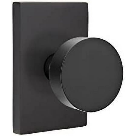 EMTEK Modern Rectangular Rosette Passage Set with Matching Finish Round Knob 5112ROUUS19 - Flat Black (US19)