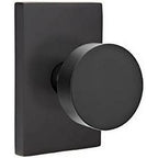 EMTEK Modern Rectangular Rosette Passage Set with Matching Finish Round Knob 5112ROUUS19 - Flat Black (US19)