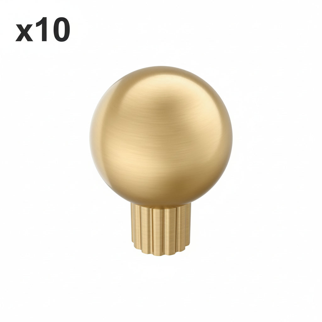 10 x Amerock BP37700 Cowrie 1-1/8 Inch Fluted Round Cabinet Knob Champagne Bronze