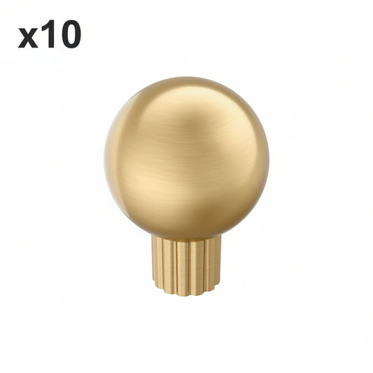 10 x Amerock BP37700 Cowrie 1-1/8 Inch Fluted Round Cabinet Knob Champagne Bronze