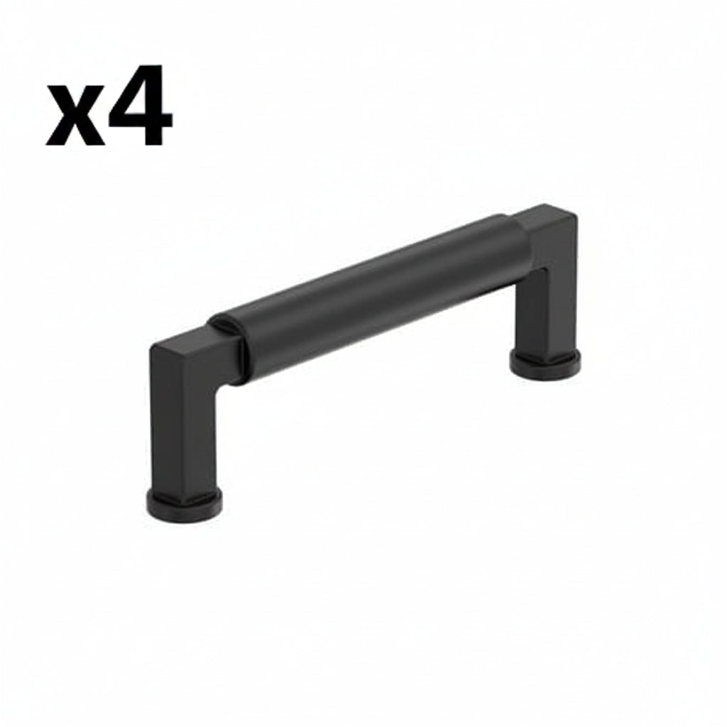 4 x Amerock BP37483 Balon 3-3/4 Inch Center to Center Smooth Handle Cabinet Pull Matte Black