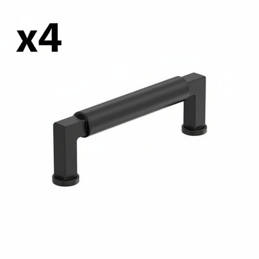 4 x Amerock BP37483 Balon 3-3/4 Inch Center to Center Smooth Handle Cabinet Pull Matte Black