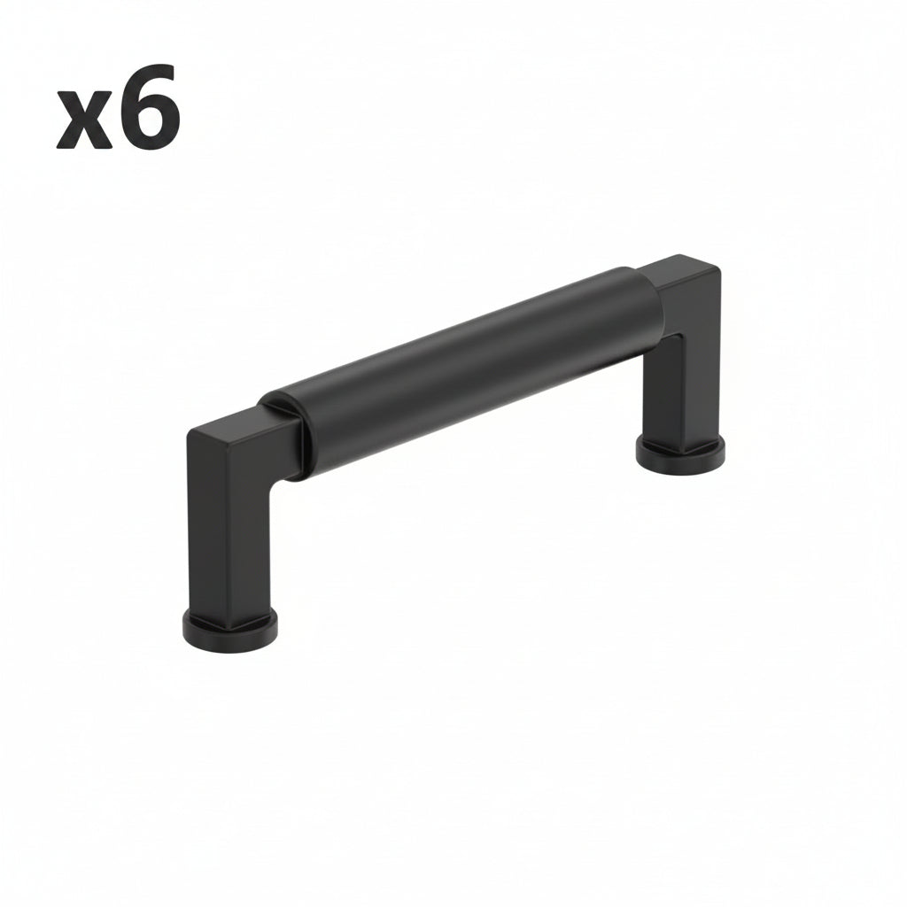 6 x Amerock BP37483 Balon 3-3/4 Inch Center to Center Smooth Handle Cabinet Pull Matte Black