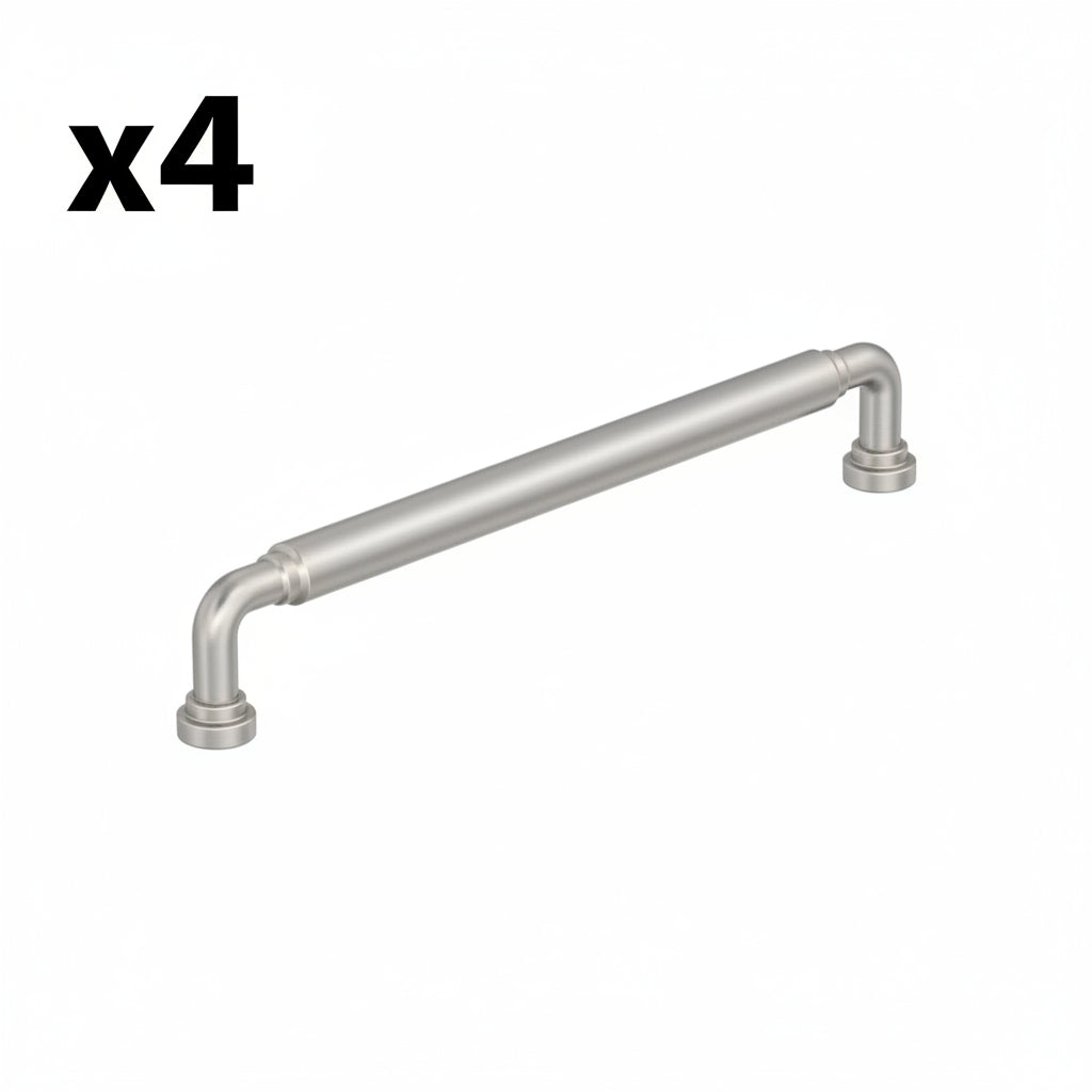 4 x Amerock BP37665 Coble 7-9/16 Inch Center to Center Smooth Handle Cabinet Pull Satin Nickel