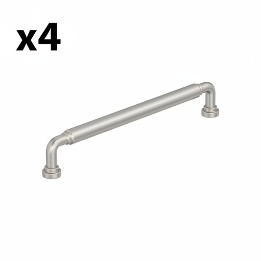 4 x Amerock BP37665 Coble 7-9/16 Inch Center to Center Smooth Handle Cabinet Pull Satin Nickel