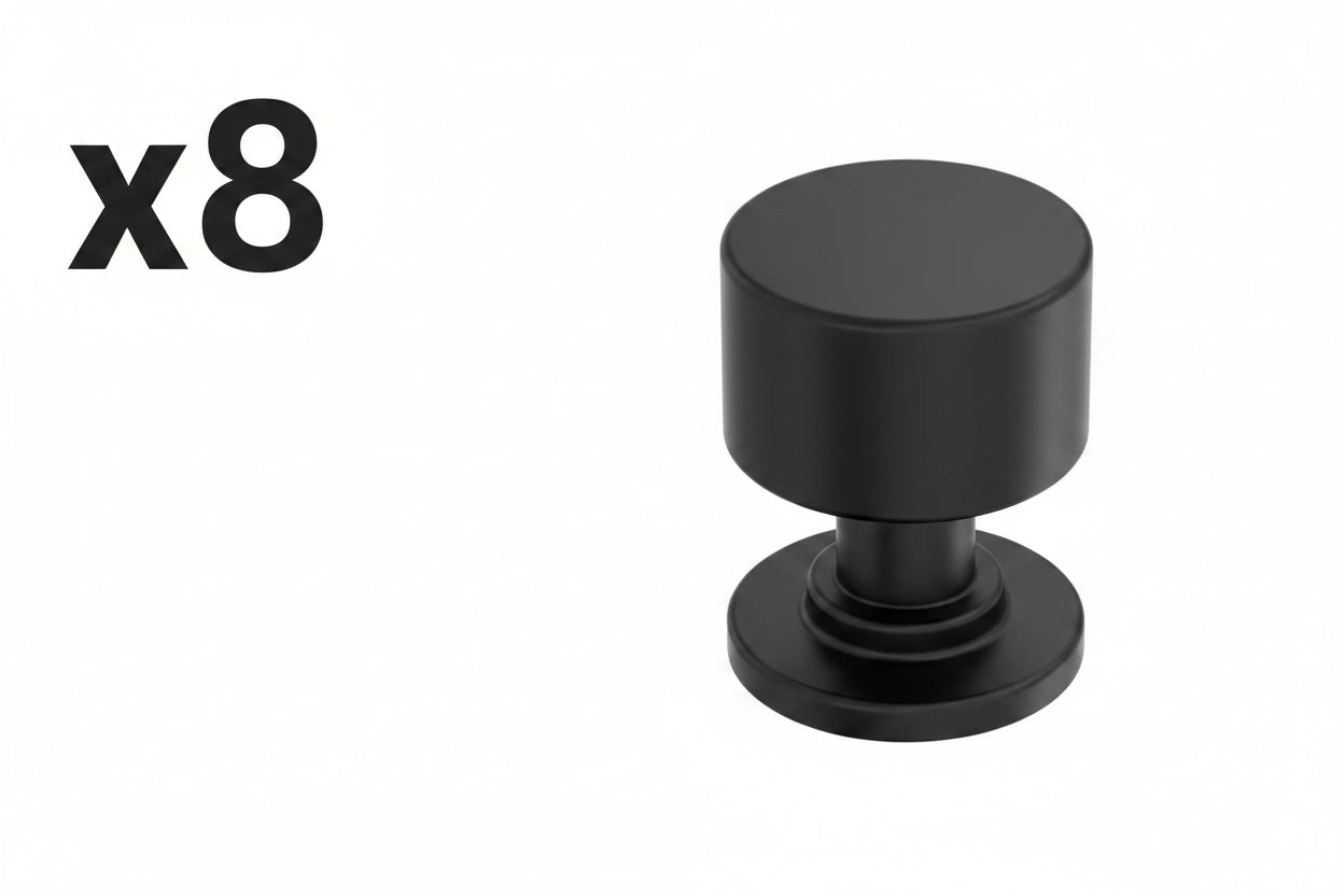 8 x Amerock Balon 1 Inch (25mm) Diameter Matte Black Cabinet Knob