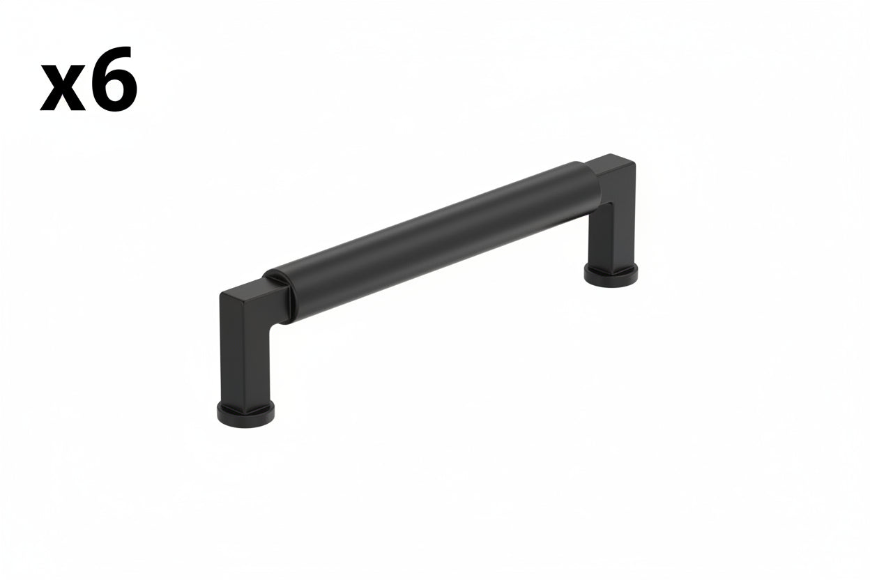 6 x Balon 5-1/16 in. (128mm) Center-to-Center Matte Black Bar Cabinet Pull