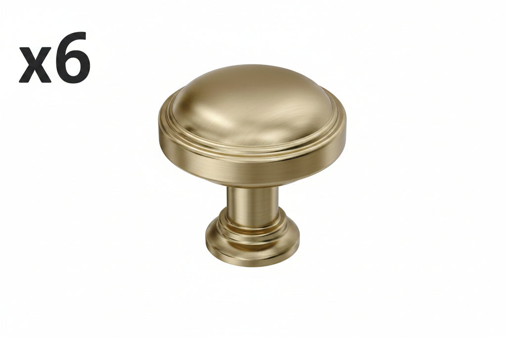 6 x Amerock Enlivity 1-1/4 Inch (32mm) Diameter Golden Champagne Cabinet Knob