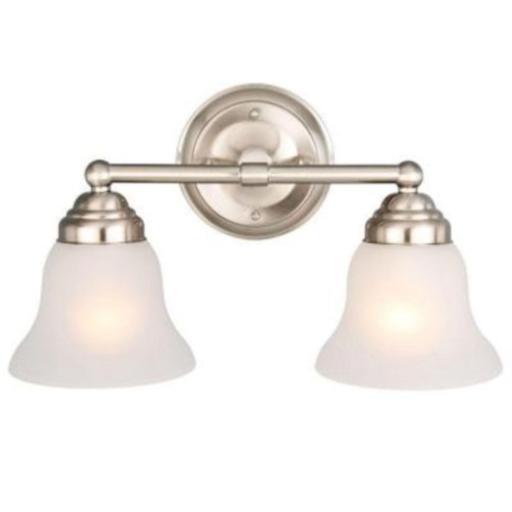 Ashhurst 2-Light Brushed Nickel Vanity Light with Frosted Glass Shades - *Lighting & Electrical