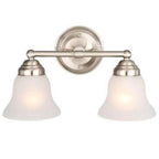 Ashhurst 2-Light Brushed Nickel Vanity Light with Frosted Glass Shades - *Lighting & Electrical
