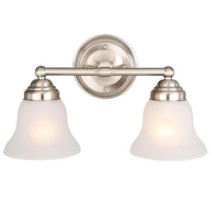 Ashhurst 2-Light Brushed Nickel Vanity Light with Frosted Glass Shades
