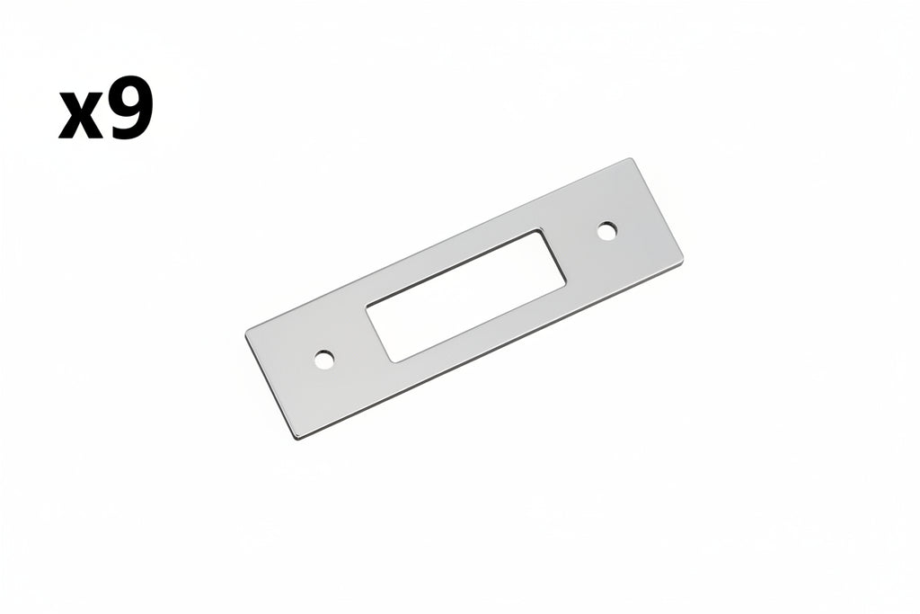 9 x Amerock Medora 3 Inch (76mm) Center-to-Center Rectangle Polished Chrome Cabinet Pull Backplate