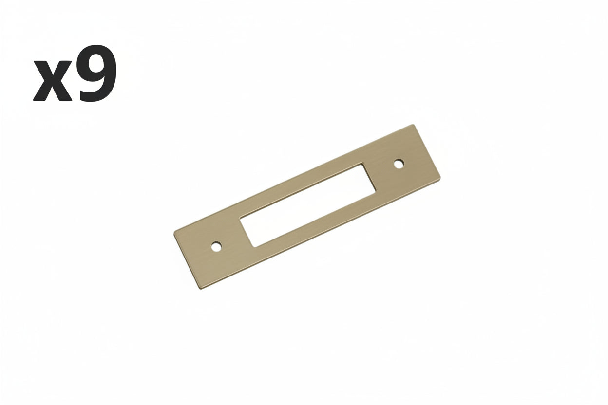 9 x Amerock Medora 3-3/4 Inch (96mm) Center-to-Center Rectangle Golden Champagne Cabinet Pull Backplate