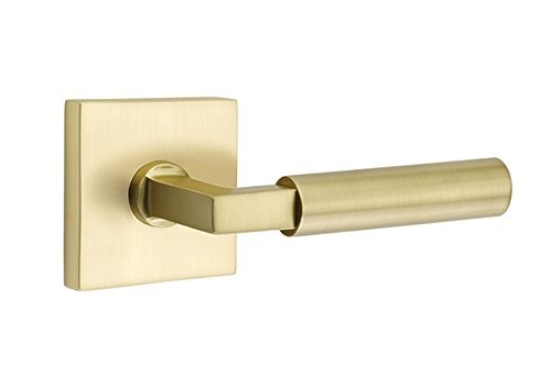 EMTEK Square Rosette Passage Set with Matching Finish Hercules Lever 5110HECRHUS4