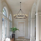 SJCCDSGS 47.2 Inches Black Wagon Wheel Chandelier- 20 Light Large Farmhouse Chandelier - *Lighting & Electrical