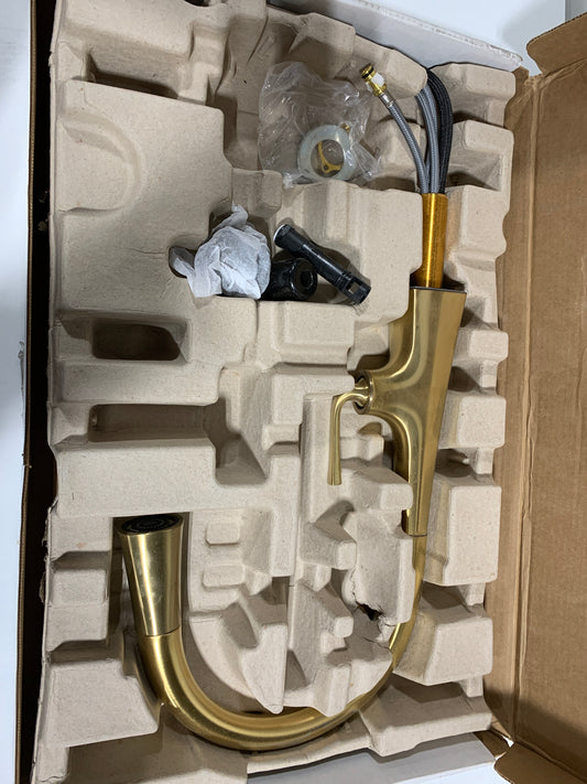 Kohler Graze Pullout Spray Kitchen Faucet Vibrant Brushed Moderne Brass Single Handle - K-22062-2MB