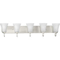 Classic Collection Five-Light Brushed Nickel Etched Glass Traditional Bath Vanity Light