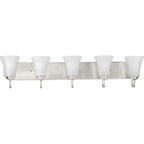 Classic Collection Five-Light Brushed Nickel Etched Glass Traditional Bath Vanity Light