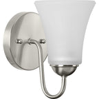 Progress Lighting Classic 1-Light Bath Wall Light Brushed Nickel Etched Glass Shade