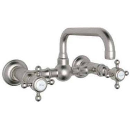 Rohl A1423XM-2 Acqui 1.2 GPM Wall Mounted Widespread Bridge Bathroom Faucet Satin Nickel