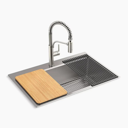 Scratch Kohler PROVO Stainless Steel Kitchen Sink Kit Faucet Combo RC35963