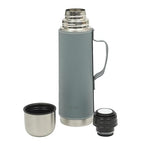 Mr. Coffee Leatherette 23 Oz Stainless Steel Thermal Bottle – Double Wall Insulated Flask with Faux Leather Sleeve & Carry Handle, Blue – Leak-Pro