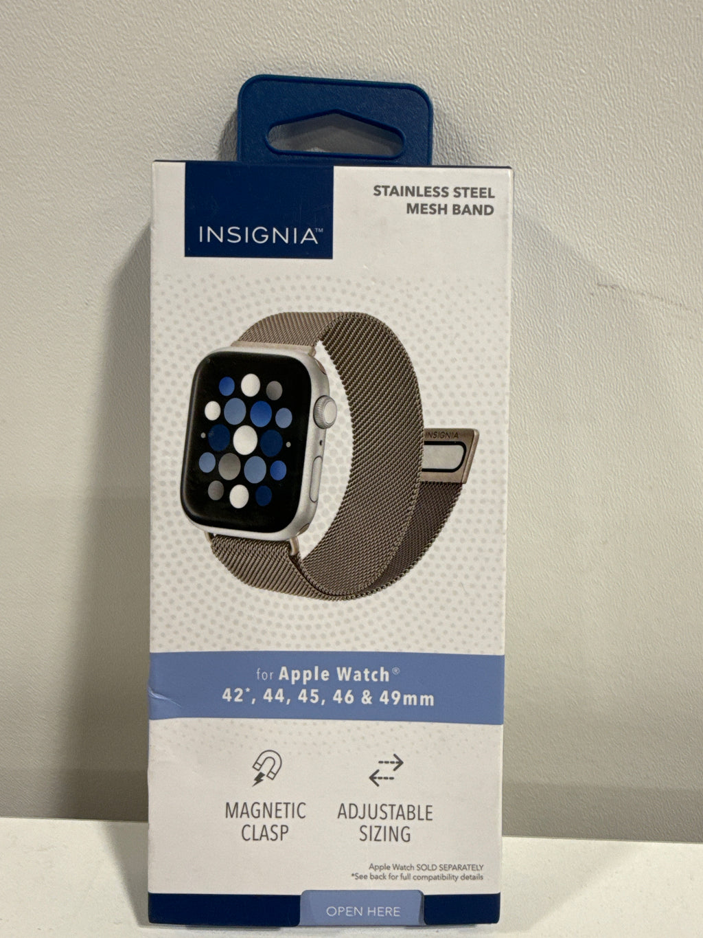 Insignia™ - Stainless Steel Mesh Band for Apple Watch 44mm 45mm 46mm Series 10 49mm SE Ultra and Ultra 2 49mm