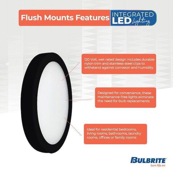 Bulbrite 773600 5" Wide LED Flush Mount Ceiling Fixture Black