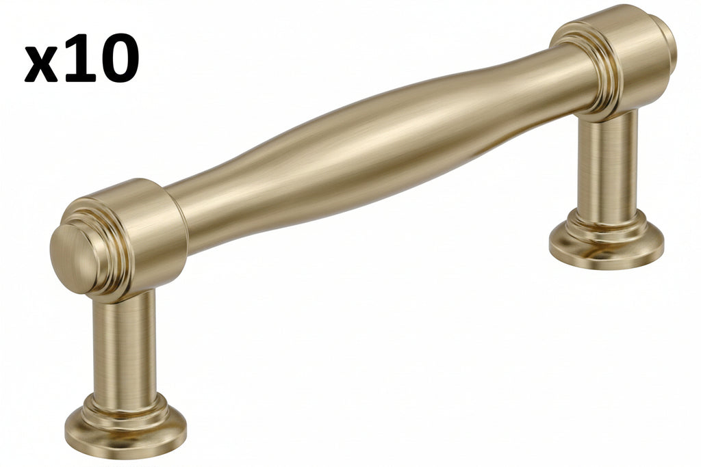 10 x Enlivity 3-3/4 in. (96mm) Center-to-Center Golden Champagne Bar Cabinet Pull