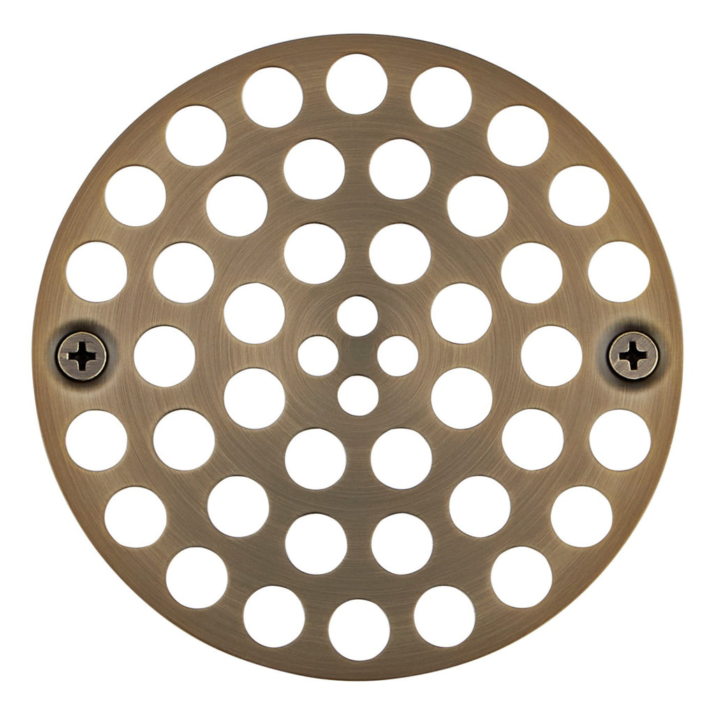 Signature Hardware 932346 FundamentALL 4-1/2" Round Screw-in Shower Drain Cover Aged Brass