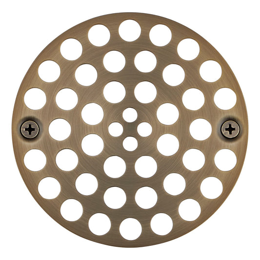 Signature Hardware 932346 FundamentALL 4-1/2" Round Screw-in Shower Drain Cover Aged Brass