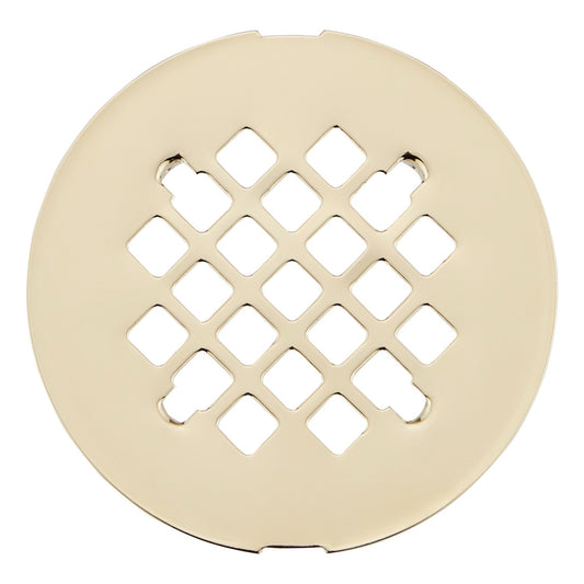 Signature Hardware 932343 FundamentALL 4-1/2" Round Snap-in Shower Drain Cover - Polished Brass
