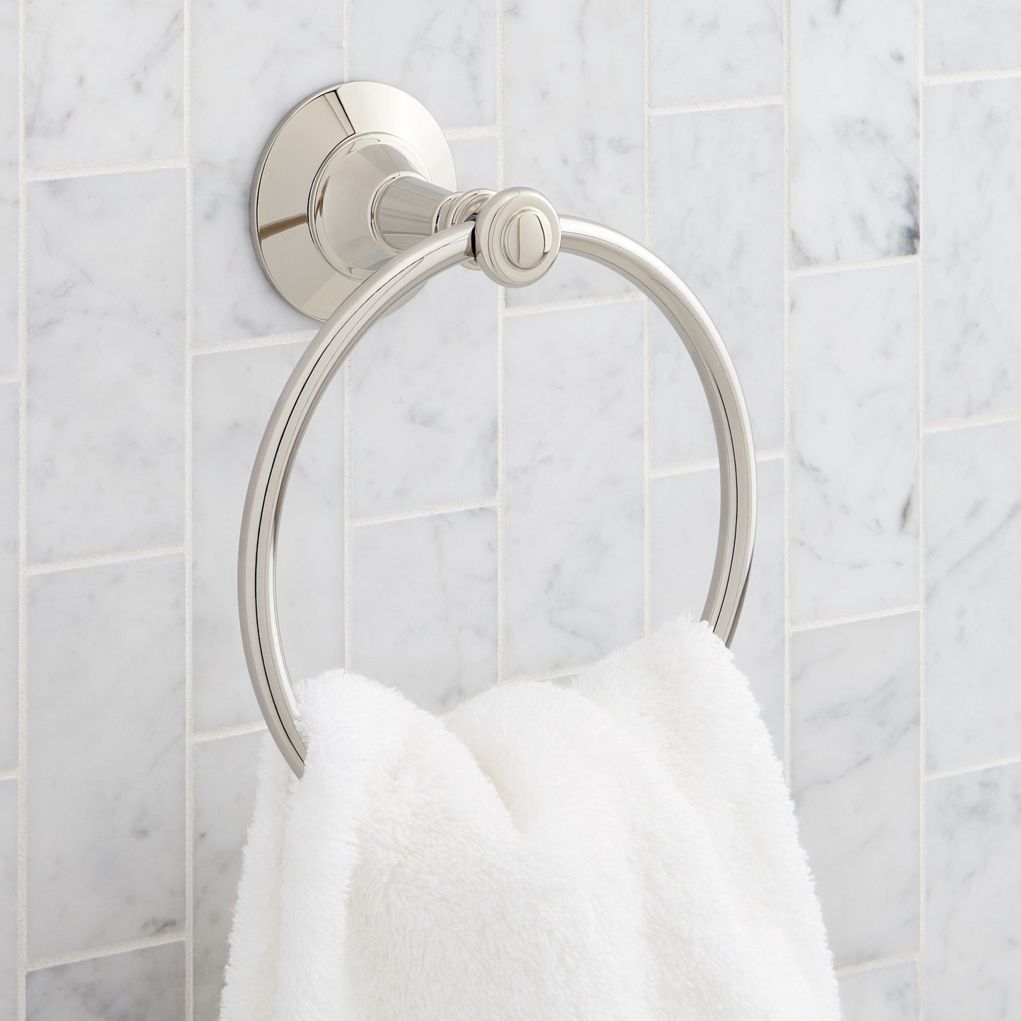 Signature Hardware 955179 Marceau 6-5/16" Wall Mounted Towel Ring Polished Nickel Bathroom Hardware and Accessories Bathroom Hardware Towel Rings