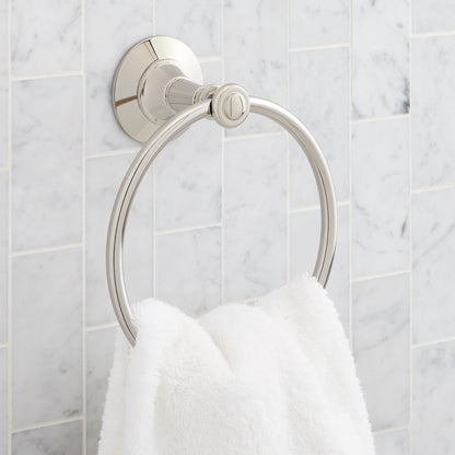Signature Hardware 955179 Marceau 6-5/16" Wall Mounted Towel Ring Polished Nickel Bathroom Hardware and Accessories Bathroom Hardware Towel Rings