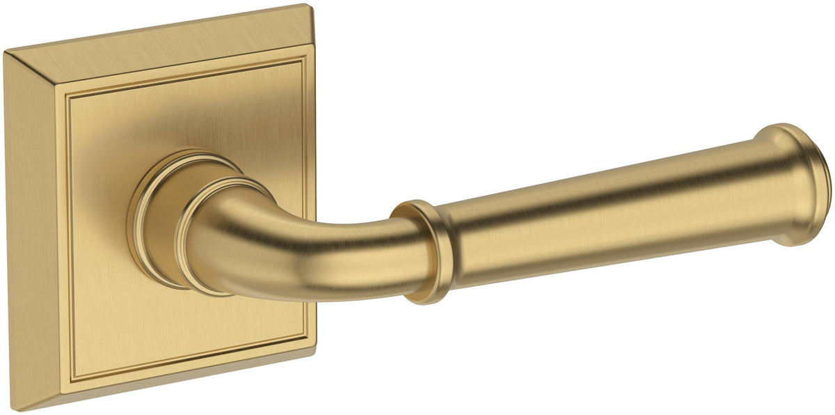 Baldwin FD.DUN.R.CHR Dunsmoor Non-Turning Two-Sided Dummy Door Lever Set with Chamfered Square Rose from the Reserve Collection Lifetime Satin Brass