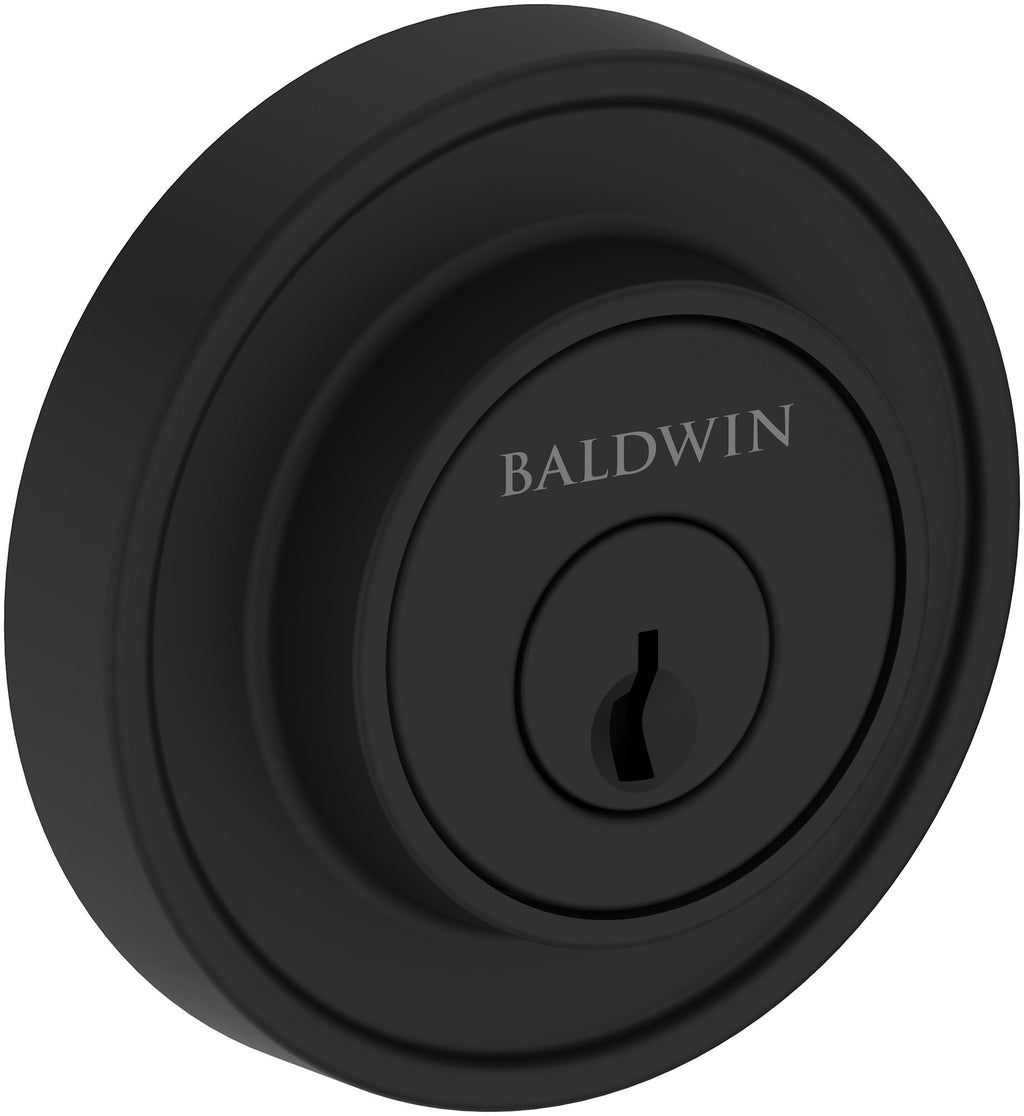 Baldwin DC.RRD Recessed Round Solid Brass Double Cylinder Keyed Entry Deadbolt from the Reserve Collection Satin Black Door Hardware Deadbolts Keyed
