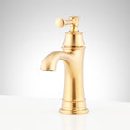 Signature Hardware 948570 Beasley 1.2 GPM Single Hole Bathroom Faucet with Pop-up Drain Assembly Brushed Gold