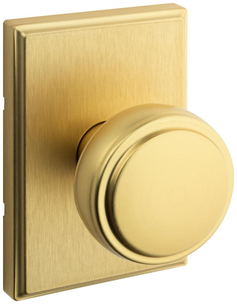 Kwikset 720SOKTRCT Sora Passage Door Knob Set with Rectangle Rose Satin Brass