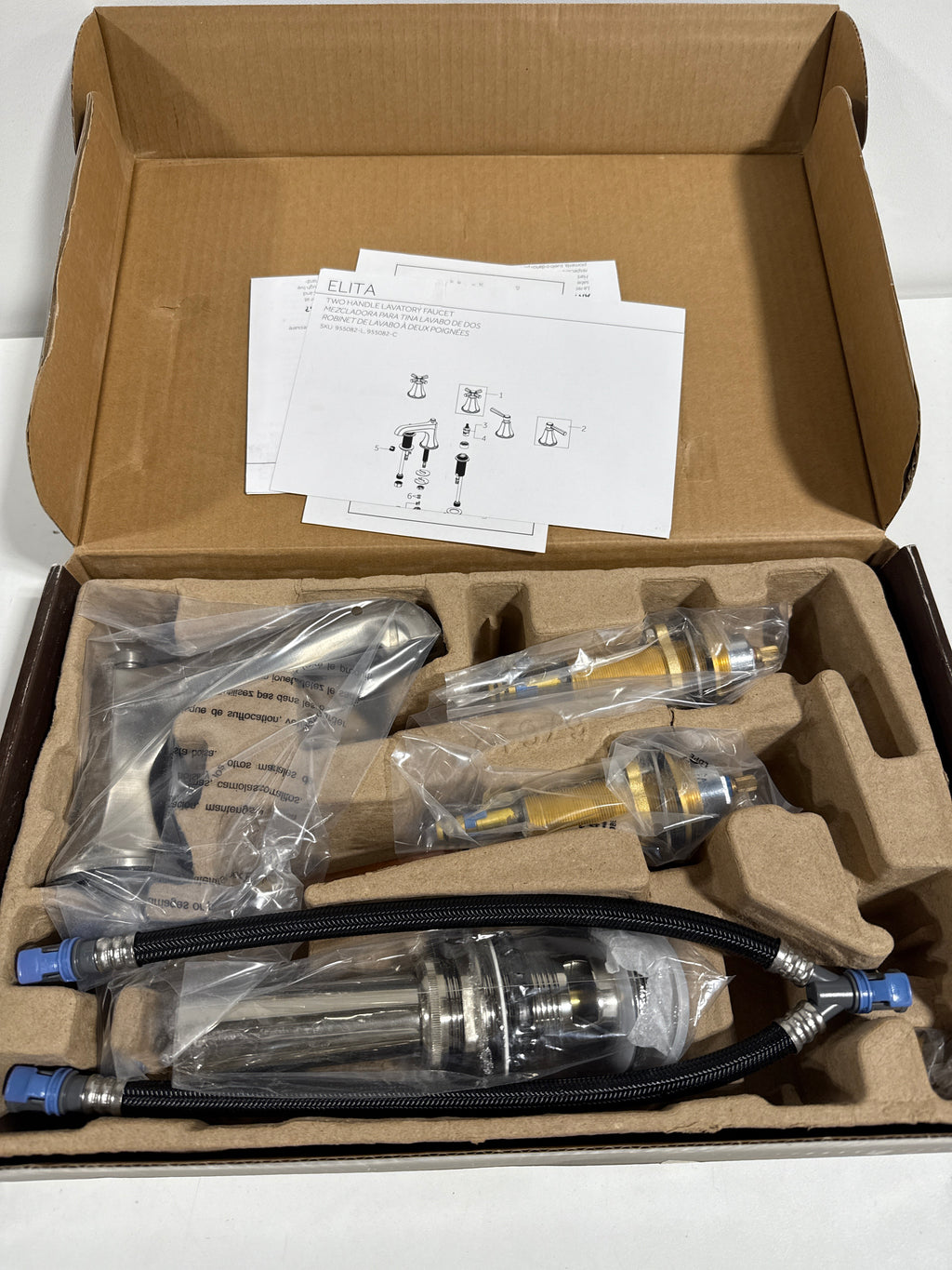 Signature Hardware 497632 Elita Widespread Faucet - Less Handles - Brushed Nickel - *Plumbing