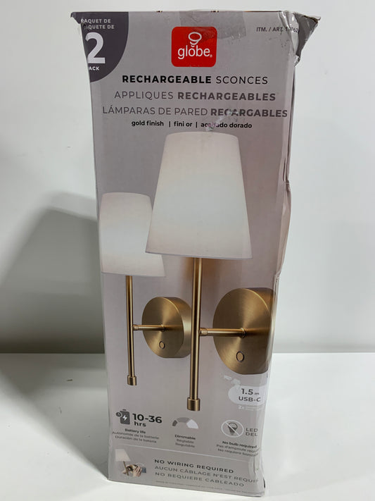 Globe Set of 2 Rechargeable LED Wall Sconces Dimmable