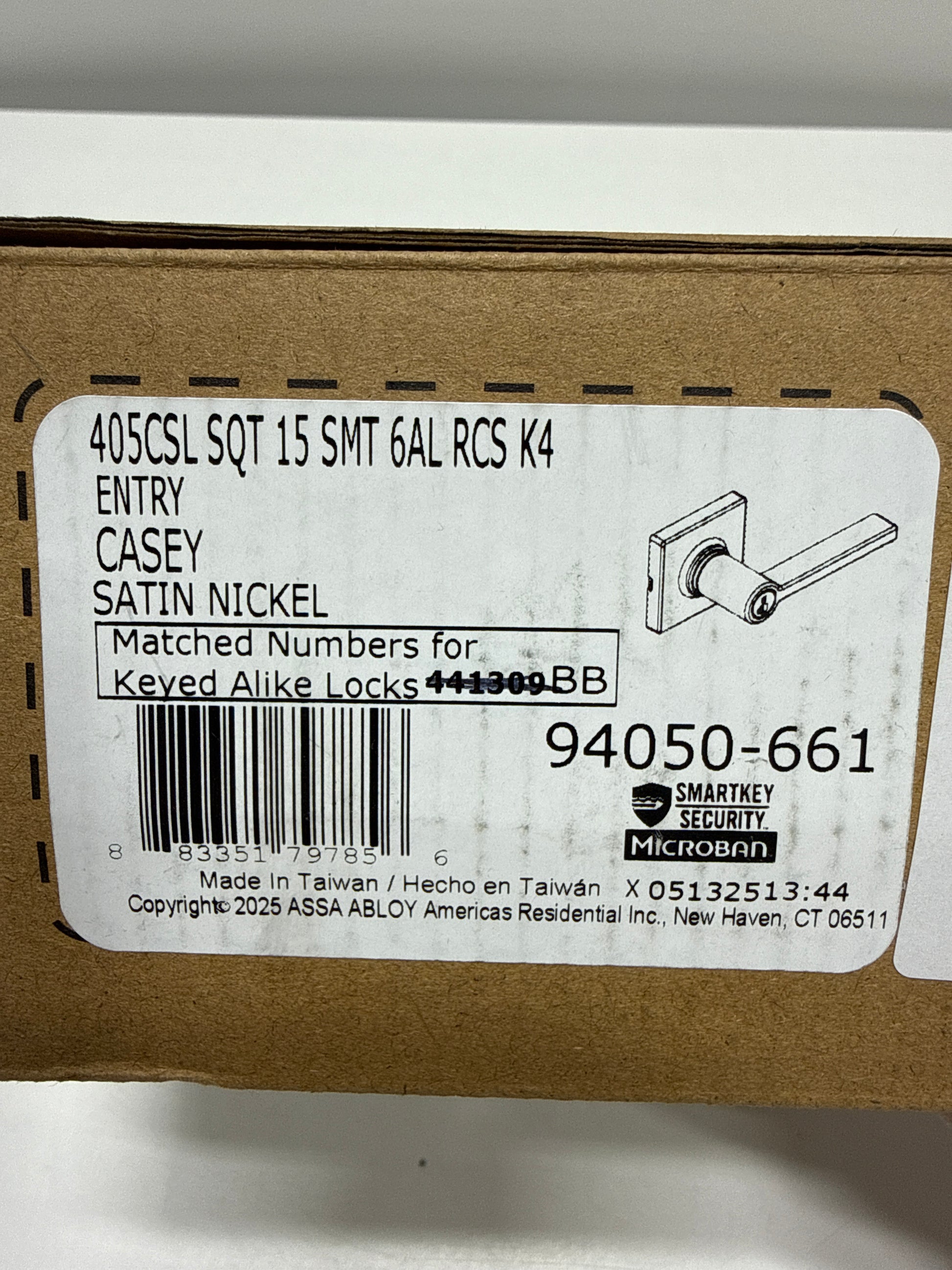 Kwikset Casey Square Keyed Entry Lever Doorknob with Smartkey Satin Nickel - *Tools Hardware & Misc