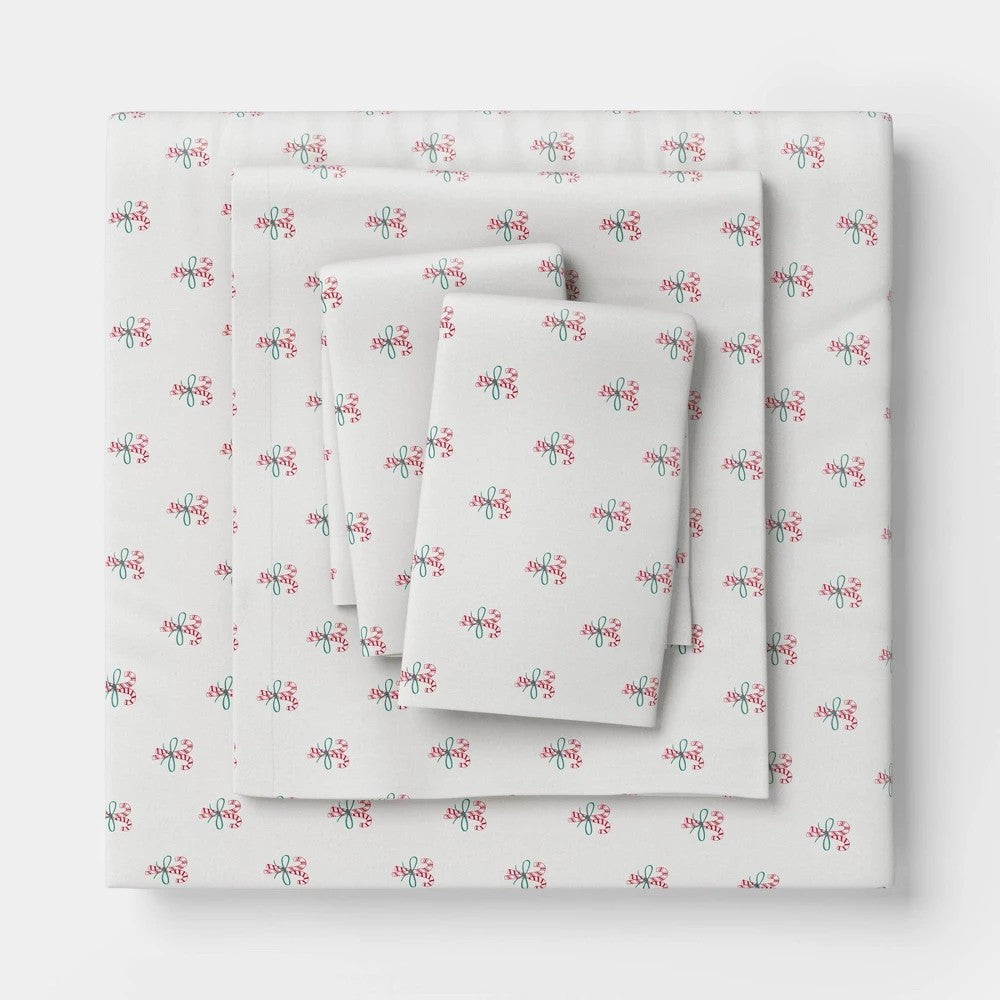 Queen Christmas Holiday Flannel Sheet Set Candy Canes - Wondershop