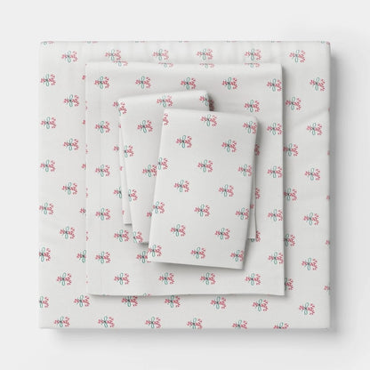 Queen Christmas Holiday Flannel Sheet Set Candy Canes - Wondershop