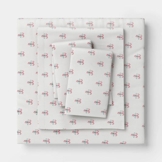 Queen Christmas Holiday Flannel Sheet Set Candy Canes - Wondershop