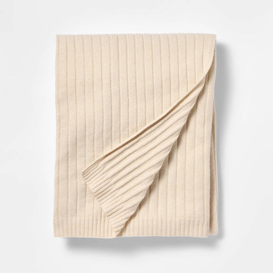 50"x60" Casual Mixed Rib Throw Blanket Beige - Threshold™ Designed with Studio McGee