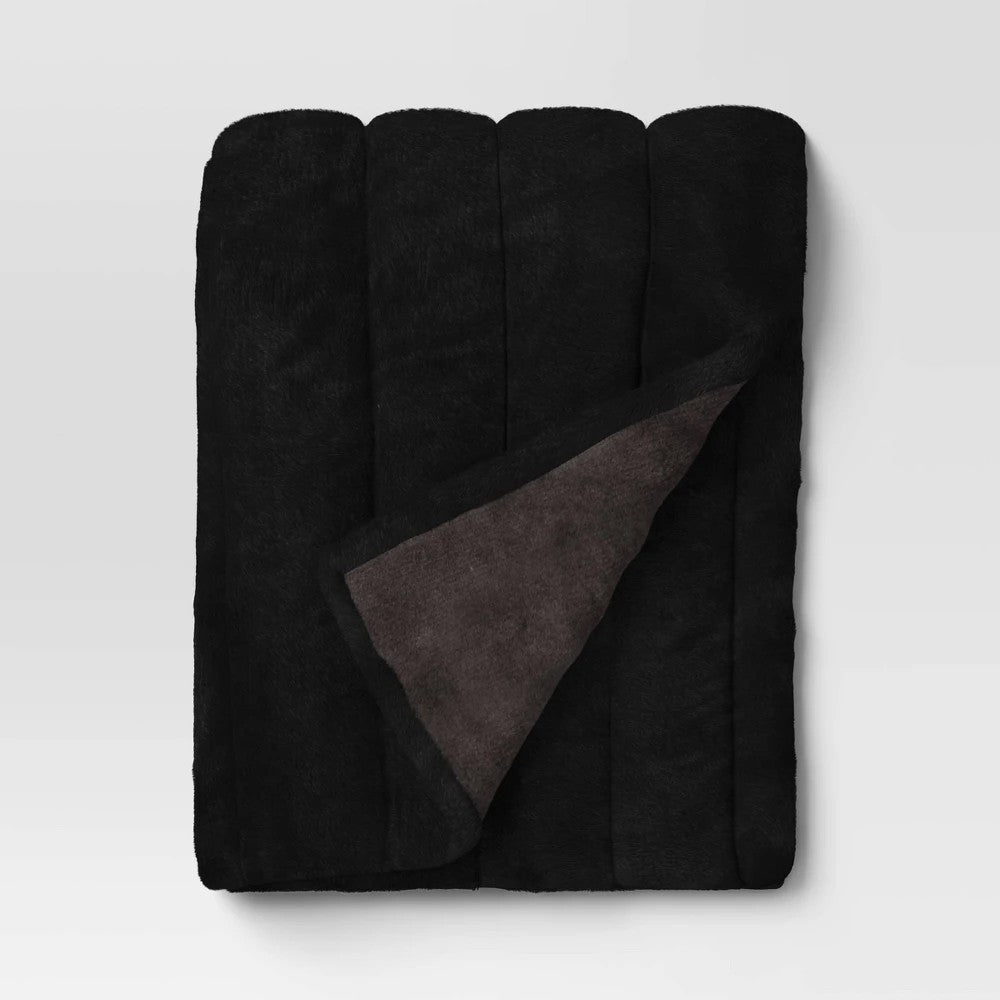 Channel Faux Fur Throw Black - Threshold - *Bedding