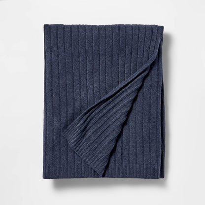 50’’x60’’ Casual Mixed Rib Throw Blanket Navy - Threshold™ Designed with Studio McGee - *Bedding