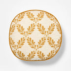 Golden Yellow and Cream Leaf Pattern Round Pillow - 16’’ - Threshold Designed with Studio McGee - *Home Decor & Curtains