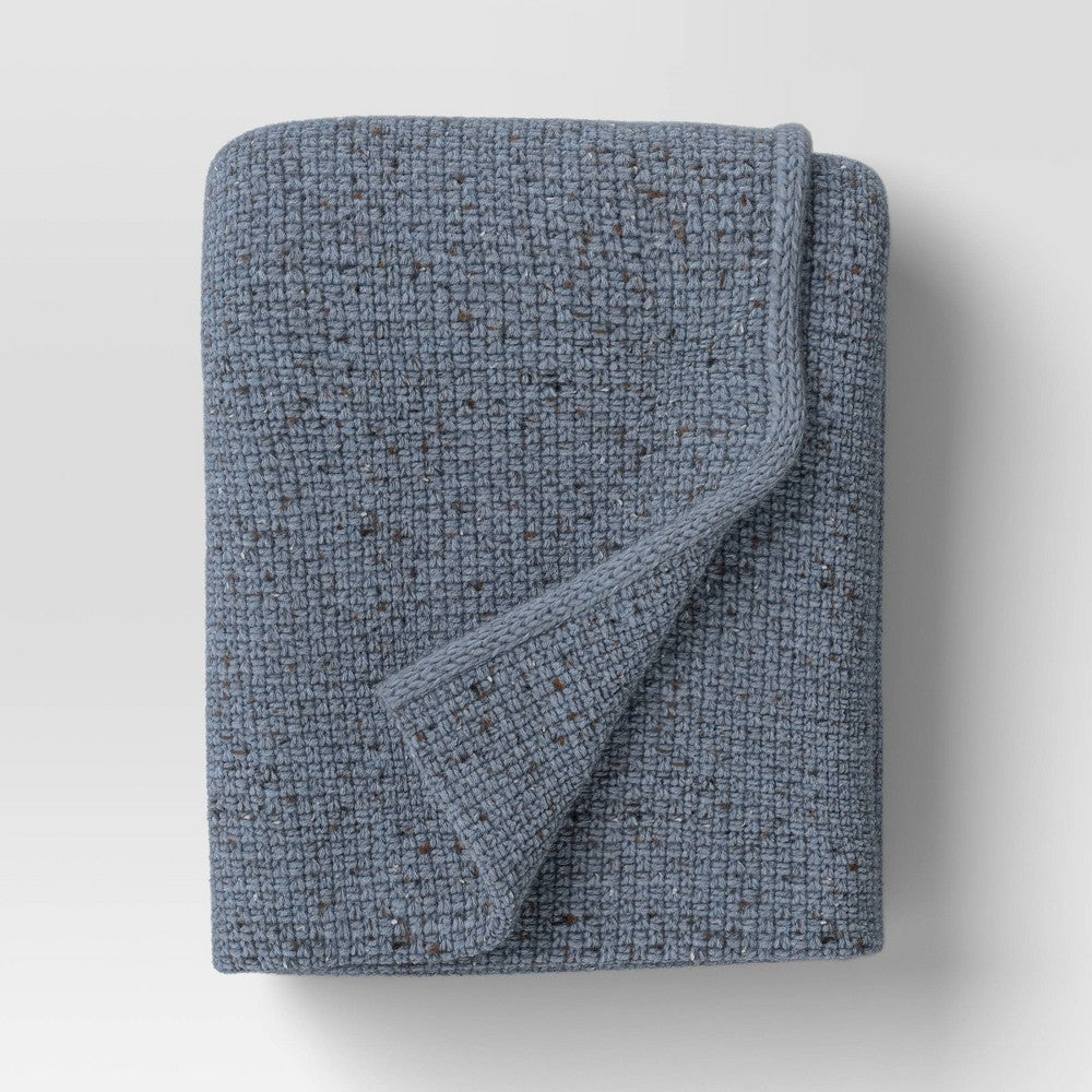 Marled Knit Throw Blue - Threshold