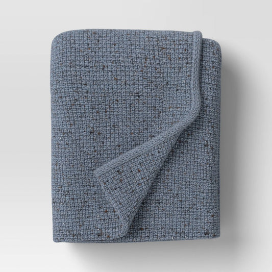 Marled Knit Throw Blue - Threshold